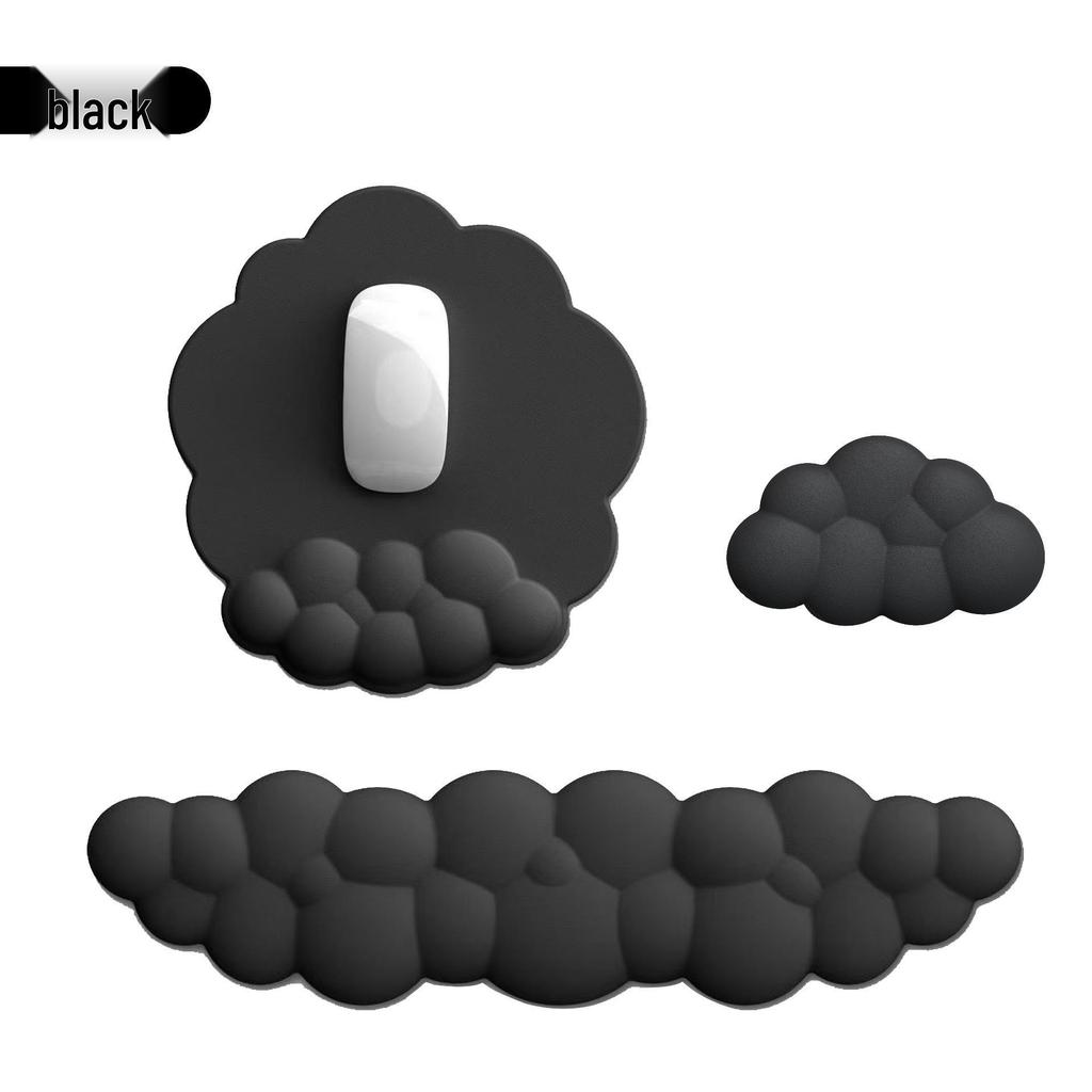 Cloud Leather Mouse Pad & Memory Foam Wrist Rest - Non-Slip Silicone Keyboard Support