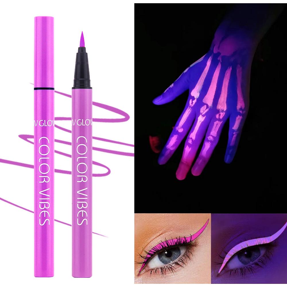 8-Piece Neon Fluorescent Eyeliner: Waterproof, Sweatproof, Quick-Dry Matte Body Paint, Glow-in-the-Dark Set.
