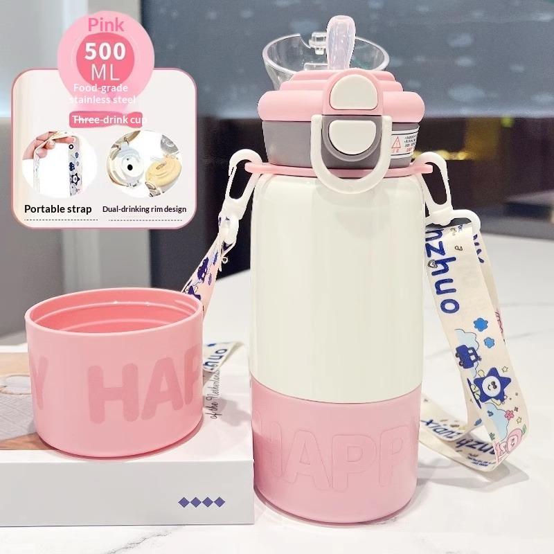 Thermos Cup Children's Double Cup Lid Water Cup Student Use School Convenient Thermal Insulation Pot