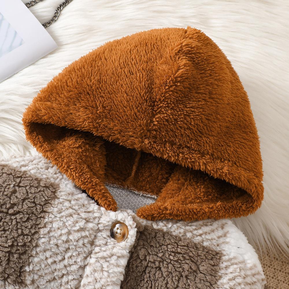 Kinderbekleidung Kinder Neu Mädchen Herbst und Winter Kariert Plüsch Kapuzen Casual Mantel