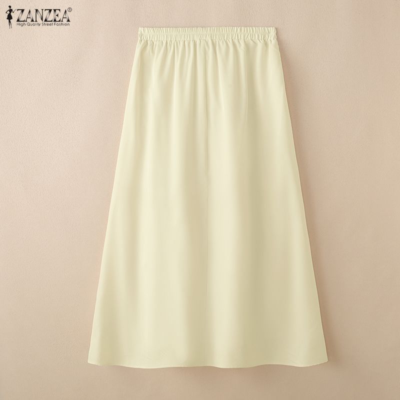 ZANZEA Womens Casual Elastic Waist Loose Elegant Long Skirts