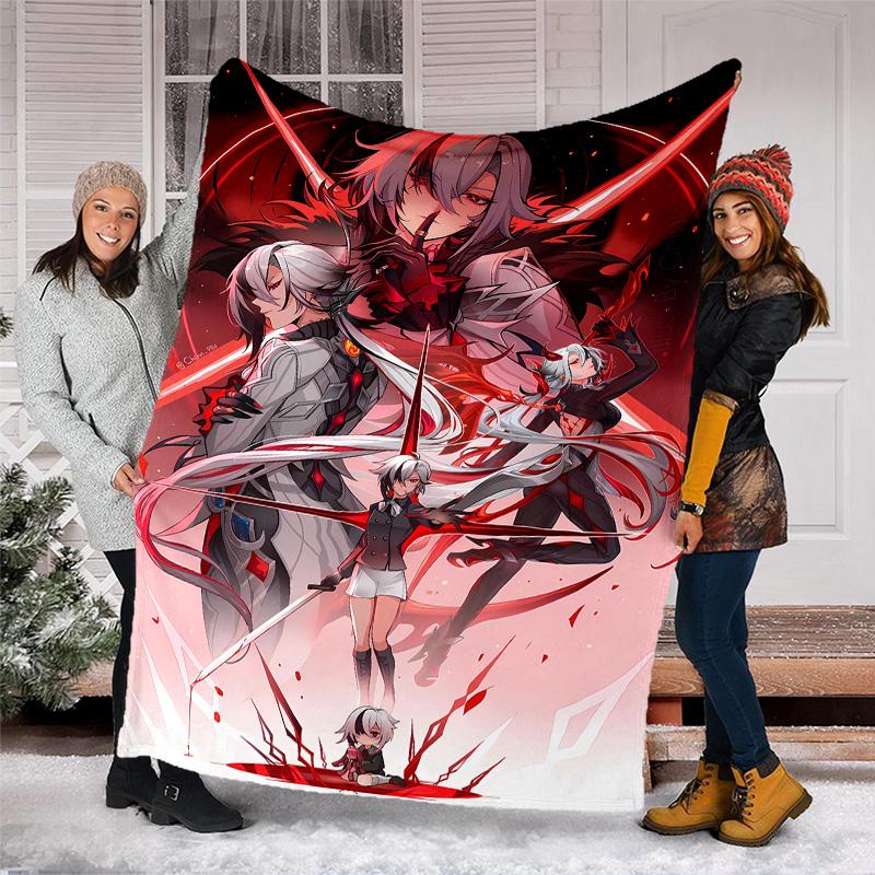 Genshin Impact characters printed throw blanket—lightweight,soft,warm;versatile blanket for all seasons—perfect as &air-conditioning throw,nap blanket