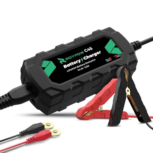 

RoyPow Lithium Iron Phosphate Battery Charger, 14.4V3A, Battery Charger, Trickle Charge, Battery Activation LED Lamp, Reverse Connection, Short C