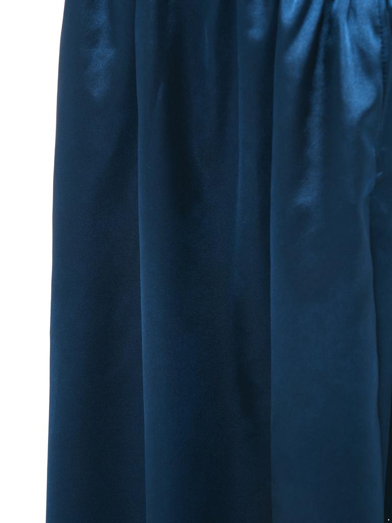 Robe de Soirée Satinée Fleurie pour Fille Sans Manches Corsage Froncé Taille Basse Asymétrique Robe Coupe A Ligne Fente Latérale pour Mariage Baptême