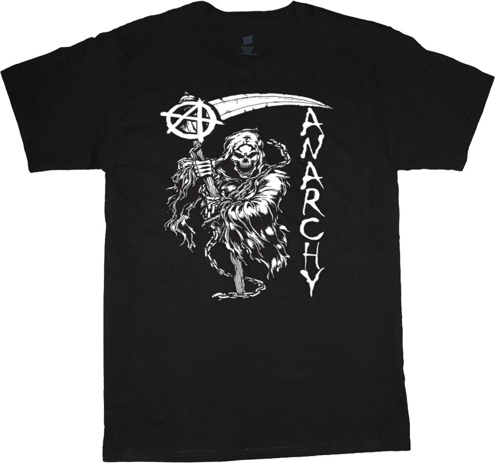 Anarchy Grim Reaper T-shirt Mens Graphic Tee Biker Gear Clothing L