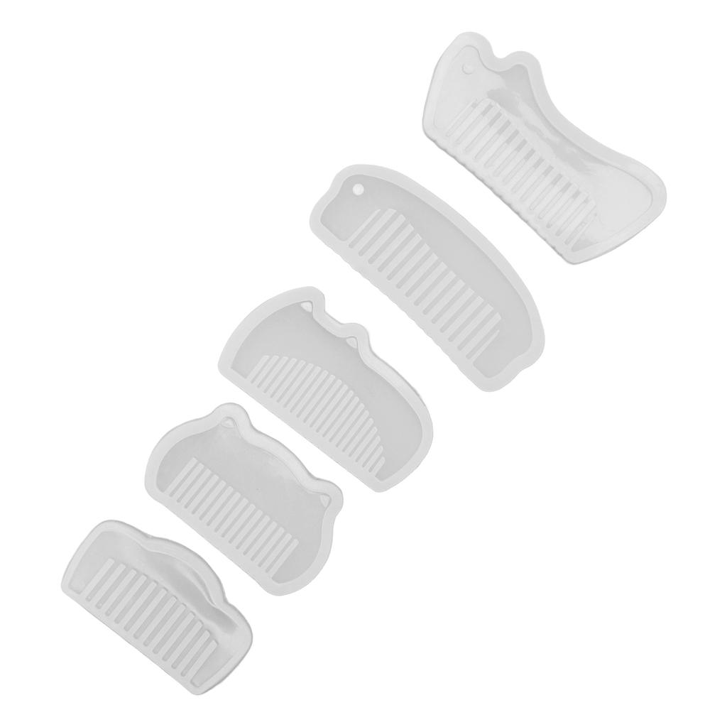 5 Pcs Comb Silicone Molds Elastic Soft Transparent Decoration Silicone Moulds for Making Combs DIY Crafts