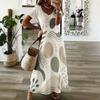 Women Plus Size V Neck Short Sleeve Printed Long Maxi Dress