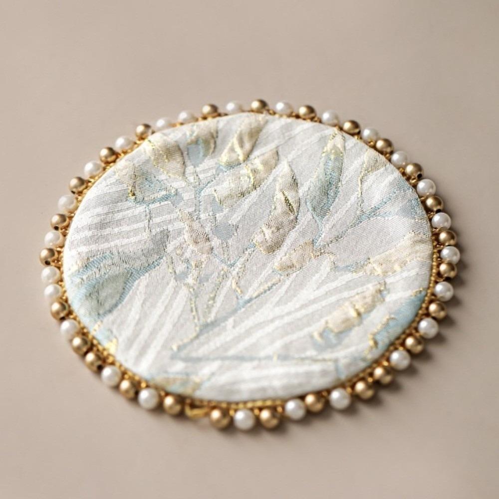 Cloth Pearls Edge Coaster Vintage Teapot Mat Swallow Brocade Cup Mat  Drinkware Accessories