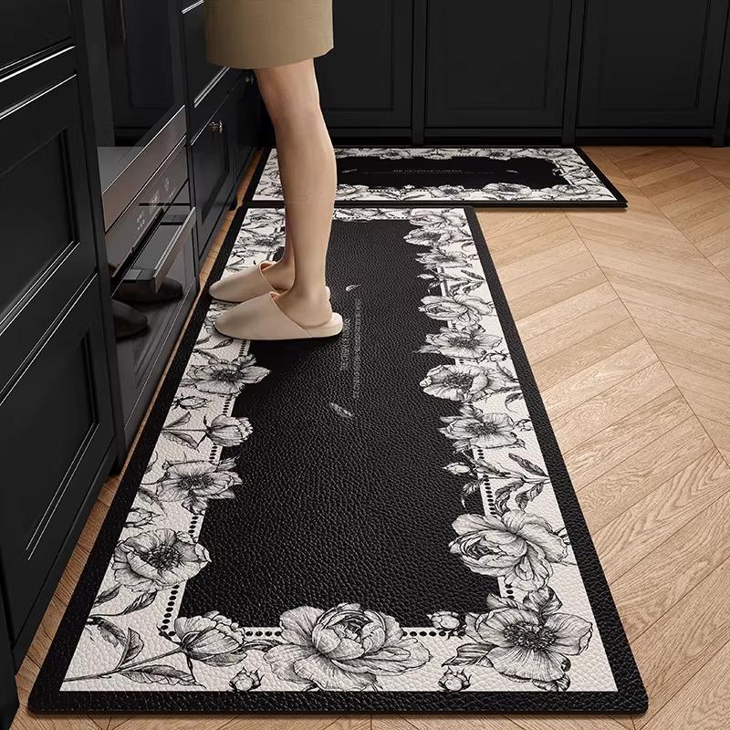 Carpet for Kitchen Floor Mat Pvc Waterproof Oil-proof Leather Rug Anti-slip Foot Mat Minimalist Modern Home Decoration
