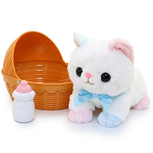 Mother Garden Touch the Cat Calico Cat & Basket [Fluffy Cat Toy Plush Toy] 506-21560