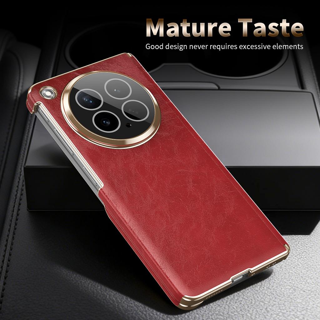 Premium Oil Wax Texture Leather Case for Oppo Find N6 Dual-Axis Hinge All-Inclusive Lens Protection Invisible Ring Stand Cover