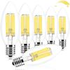 Wonninek LED Filament Bulbs, Dimmable Chandelier Bulbs, 60W Equivalent, 6-Pack, E17 Base, PSE Certified, C35 Candle Shape, 2700K Warm White, Retro