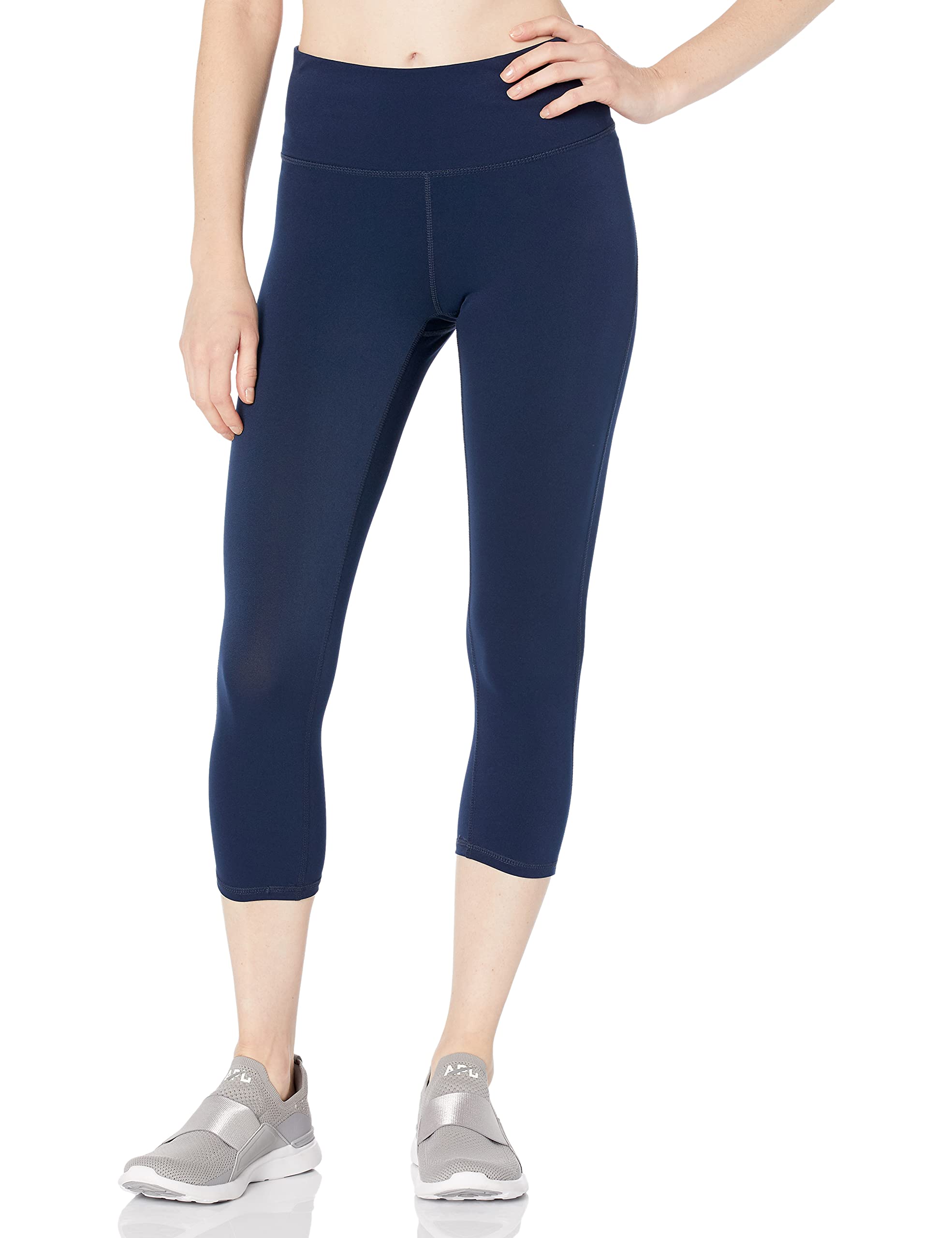 

Amazon Essentials Capri Size for and the Gym Women s Mid-Rise Leggings, Navy, L, Yoga, Training, Running, Fitness,