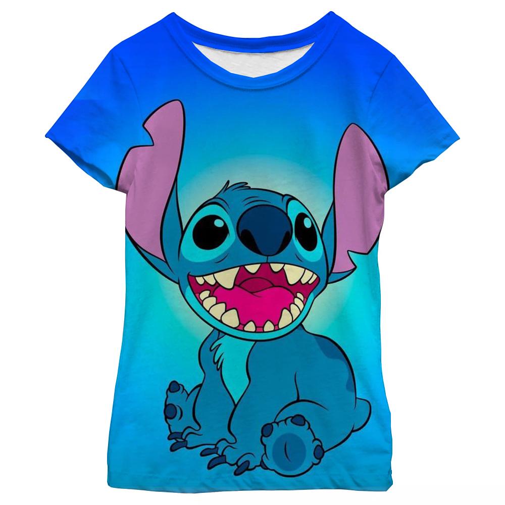 Nowa Kawaii Lilo Stitch Koszulka z Kreskówką Dzieci Dzieci Stitch Urocza Koszulka Manga Y2k Graficzna Koszulka Dziewczynka Chłopiec Góra Koszulki Lilo Stich
