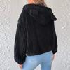 Damenmode Einfarbiger Cardigan mit Reißverschluss und Kapuzen-Fleecejacke mit Katzenohren