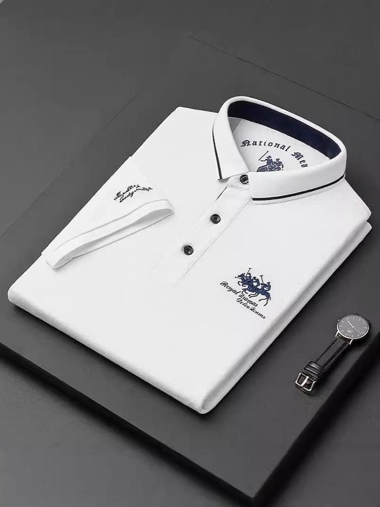 New Summer Solid Color Embroidered POLO T-Shirt for Men - Trendy Casual Short Sleeve