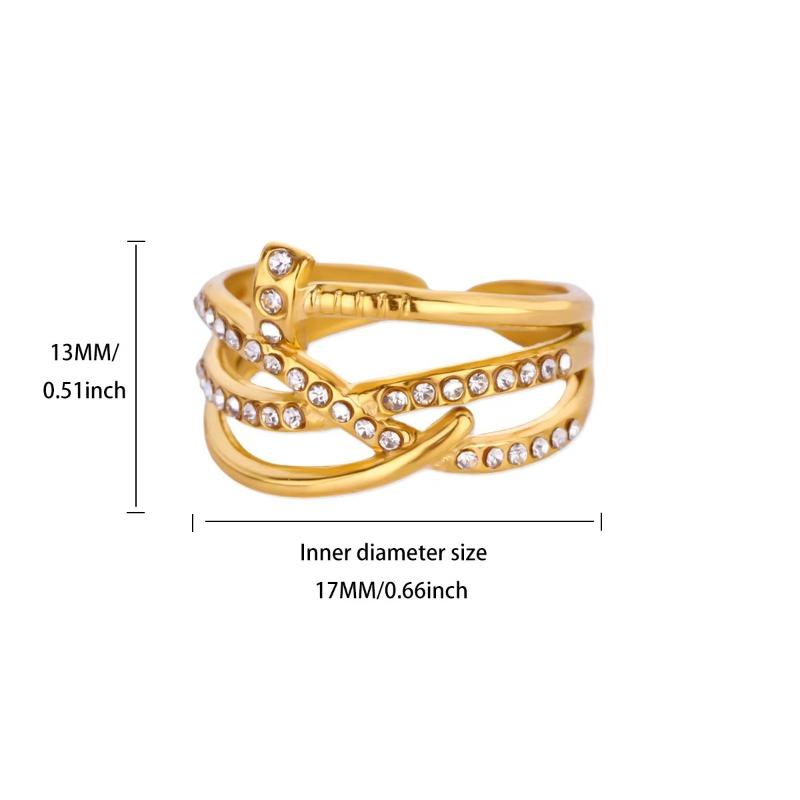 Light luxury high-end cross zircon ring women's fashion personalized bow does not fade titanium steel index finger temperament jewelry