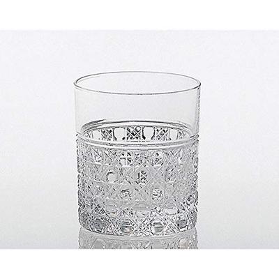Verre à whisky double en cristal Kagami transparent 100 cc, motif panier octogonal Edo Kiriko, blason T483-1