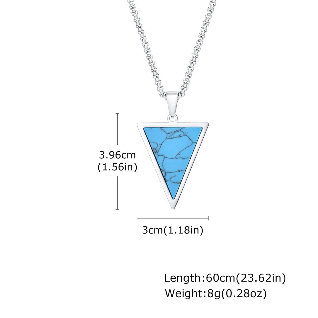 Geometric Pendant Necklace for Men Boys,Stainless Steel Inverted Triangle Natural Stone Collars,Trendy Jewelry Gifts