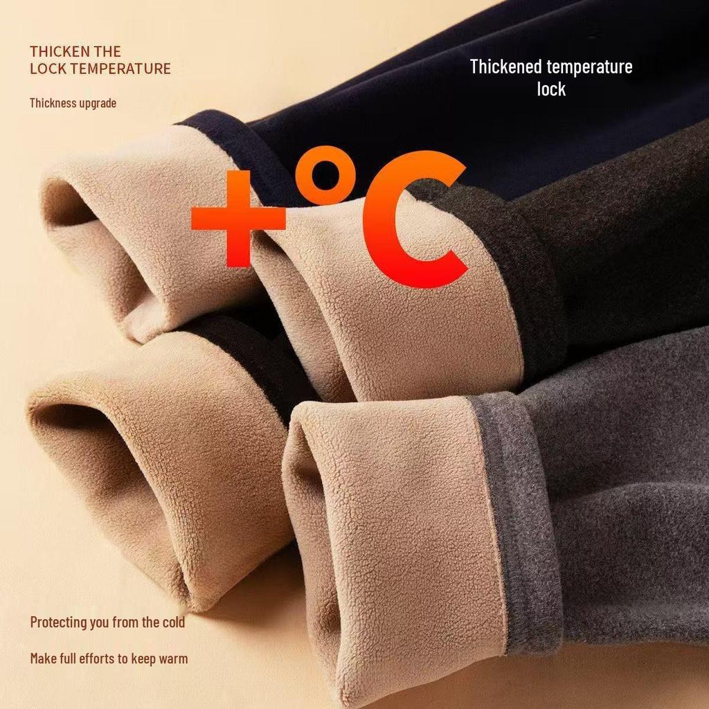 Camel Wool Fleece-Lined Underwear Set: Thick, Warm Base Layer for Women - Ideal for Autumn and Winter.