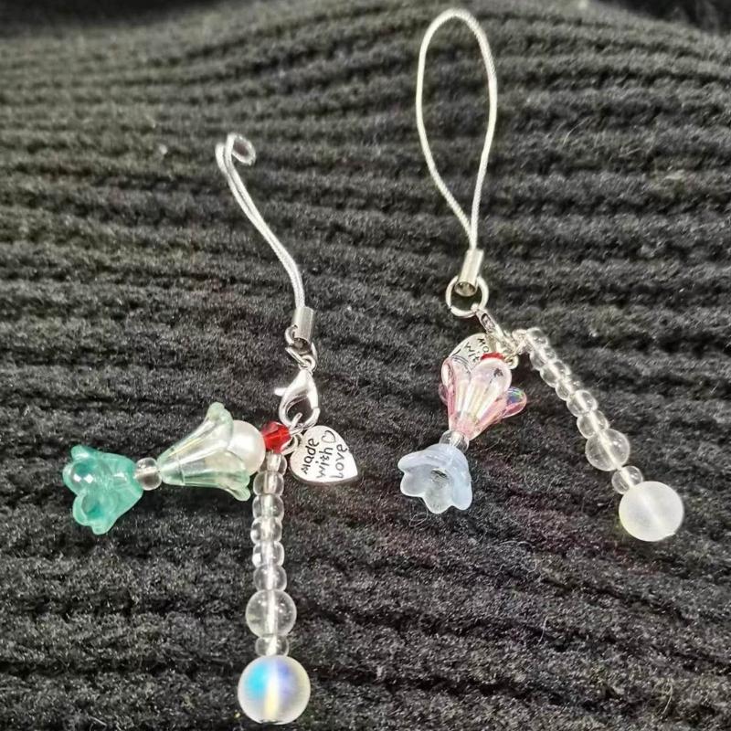 Entzückender Perlen-Schlüsselanhänger Niedlicher Schlüsselanhänger Einfaches Handy-Anti-Verlust-Lanyard Ornament Perfektes Geschenk für Freunde Familie Paare