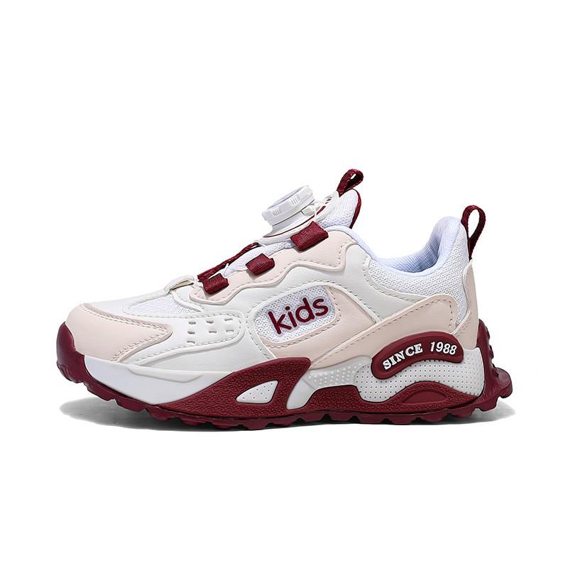 Kids Lightweight Basketball Sneakers Girls Boys Breathable Mesh Running Shoes With Rotating Buckle Closure