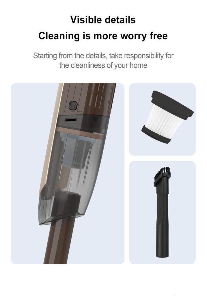 Cordless High-Power Vacuum Cleaner with Strong Suction and Push-Type Design, Portable and Multi-functional for Dust Removal.