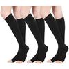 MOOKISOO Expert Supervised 3-Pair Set Moderate Compression Socks Relaxed Elastic Stockings Open Toe Knee-High Night Work Sleep Beauty Leg Care Spring