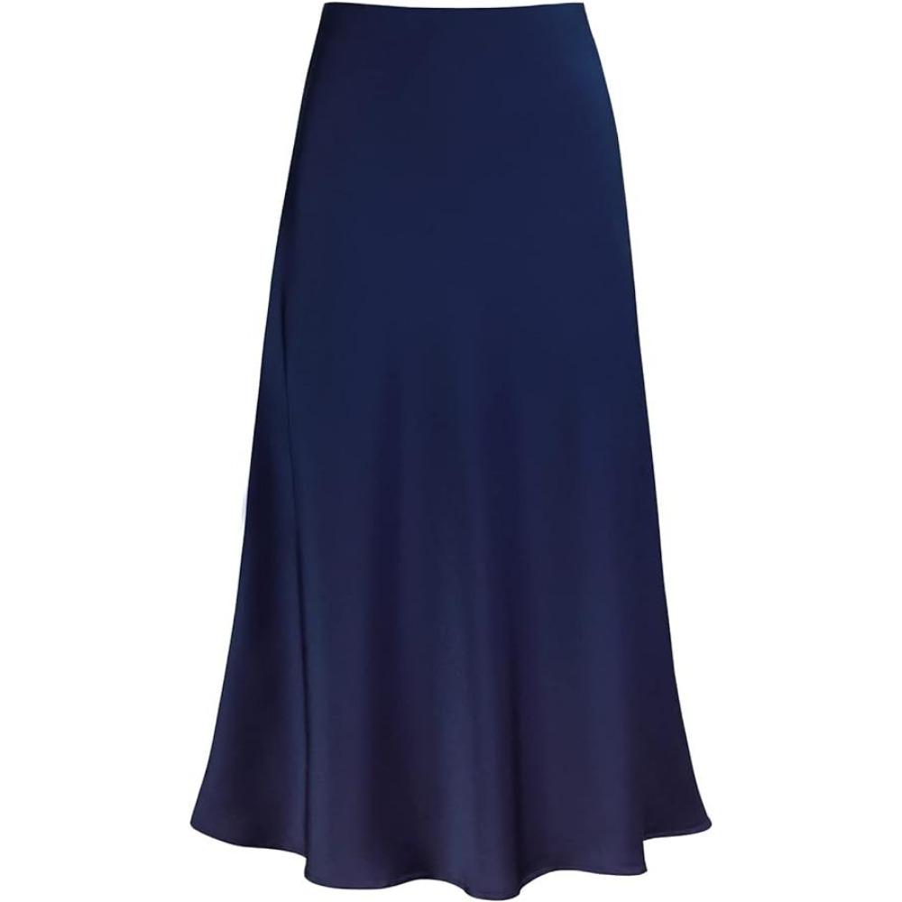 Women's Smooth Satin High Waist Bodycon Maxi Skirt Elegant Draped Mermaid Long Skirt
