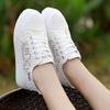 Damen Schuhe Mode Ausschnitte Spitze Canvas Hohl Atmungsaktiv Plateau Flache Schuhe Frau Sneakers Sommer Lässig Weiße Schuhe