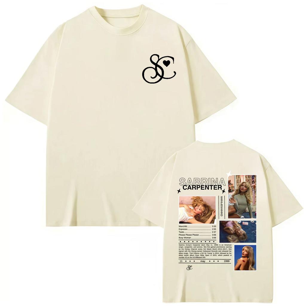 Singer Sabrina Carpenter Merch T-shirt Men Women Fashion Aesthetic Short Sleeve T-shirts High Quality Cotton Oversized T Shirts