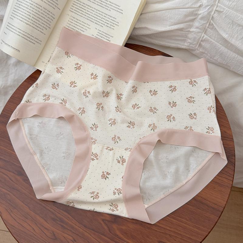 Ladies New Summer Sweet Floral Cotton Bacteriostatic Extended Crotchless Waist Triangle Briefs
