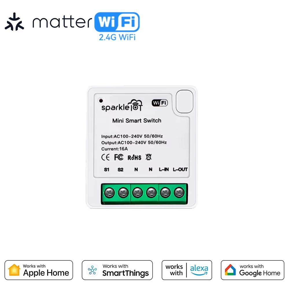 Matter WiFi Smart Switch Module Mini 16A Smart Home Relay Automation Breaker Work With Homekit Siri Smartthing Alexa Google Home