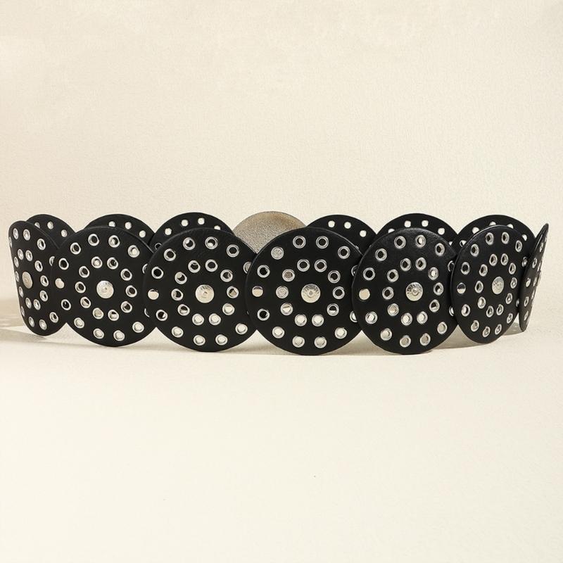 Adult Relief Round Buckle Waist Belt Adjustable Exaggerated Personality Waist Belt for Men Teenagers Coat Dress