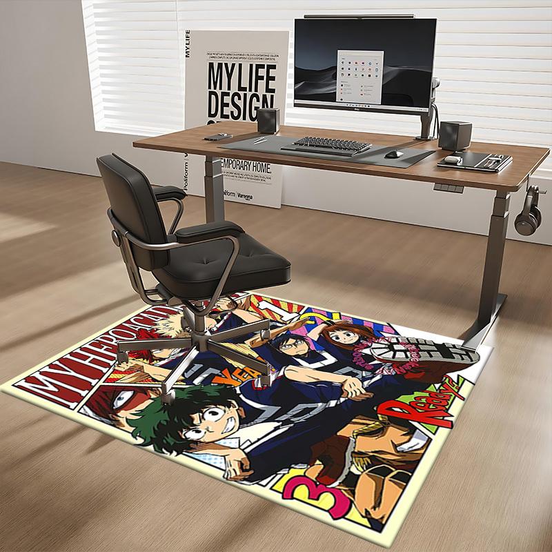 1pc My Hero Academia Chair Mat - Anime Cartoon Design, Non-Slip Carpet for Office Chairs, Home Decor, Living Room, Bedroom, Game Room, Birthday Gift,
