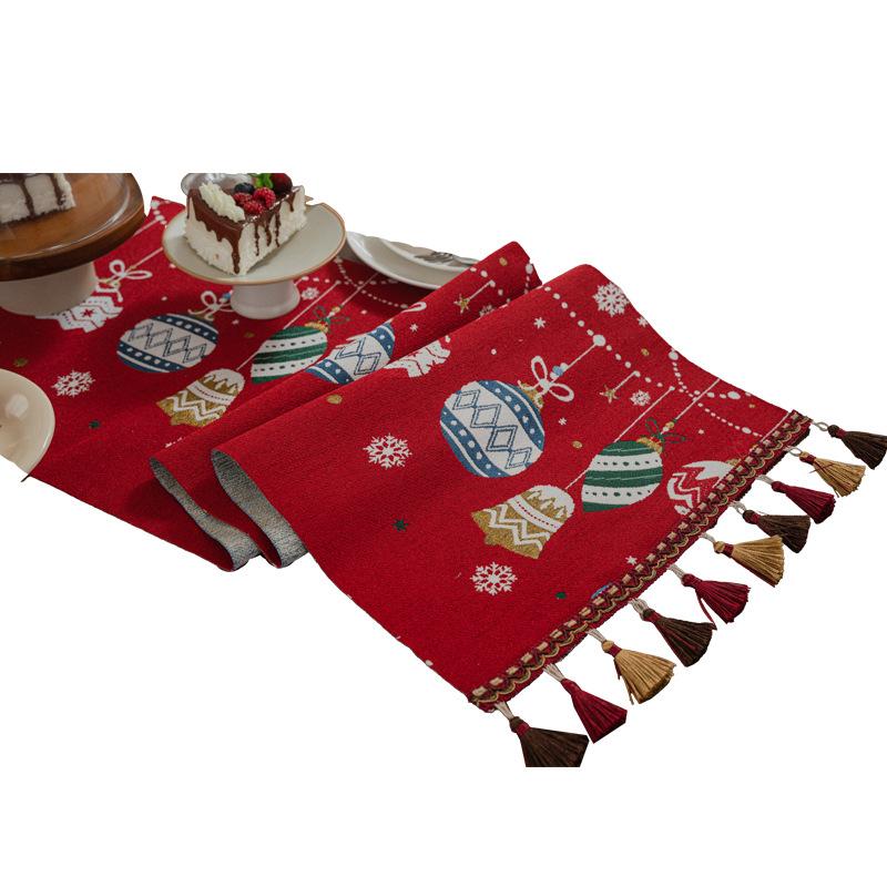 American Christmas Festive Table Runner Long Tablecloth Dining Table Cover