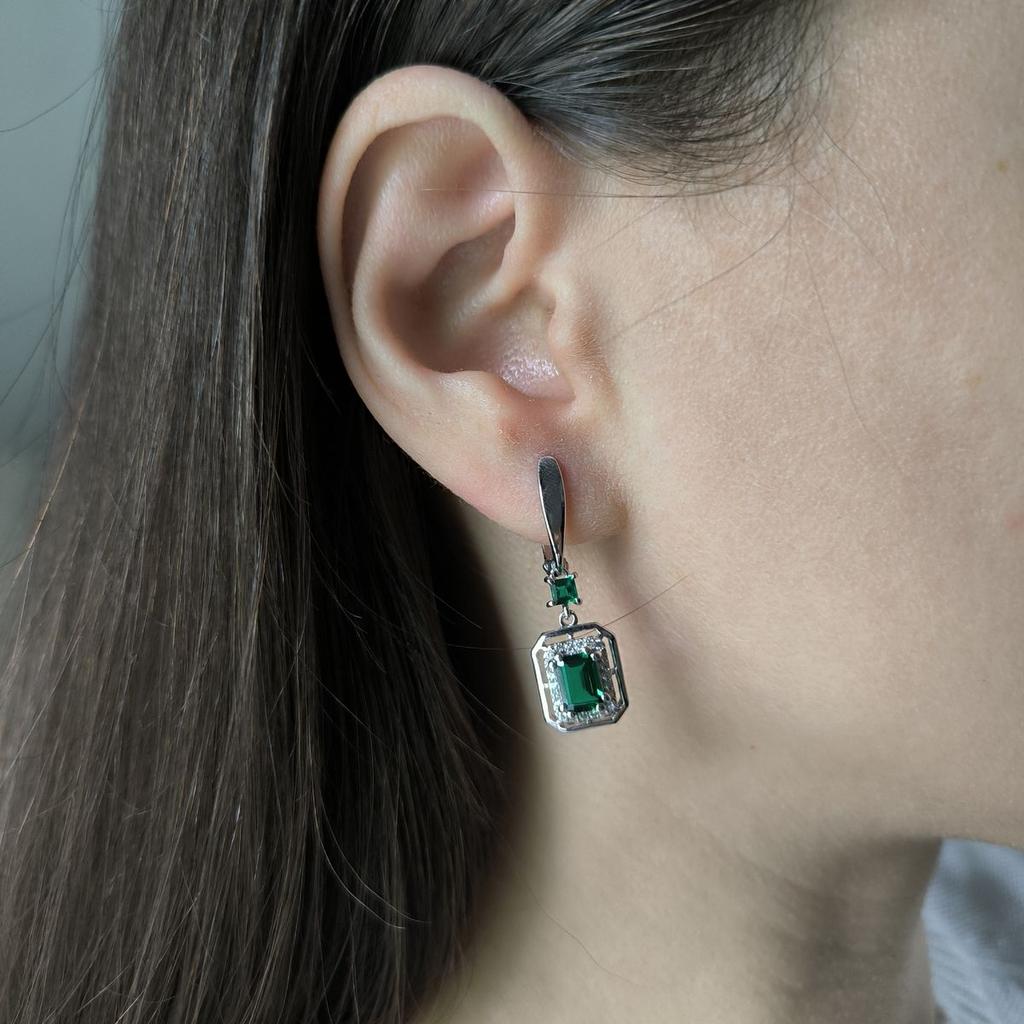 Silver Earrings with Nano Emerald 2.367ct (2197423)