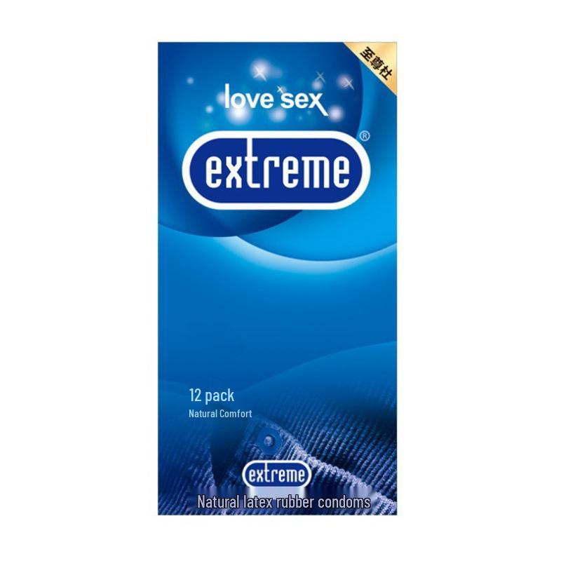 Adult Supreme Ultra-Thin Condoms with Granules, Medium Size, 12-Pack