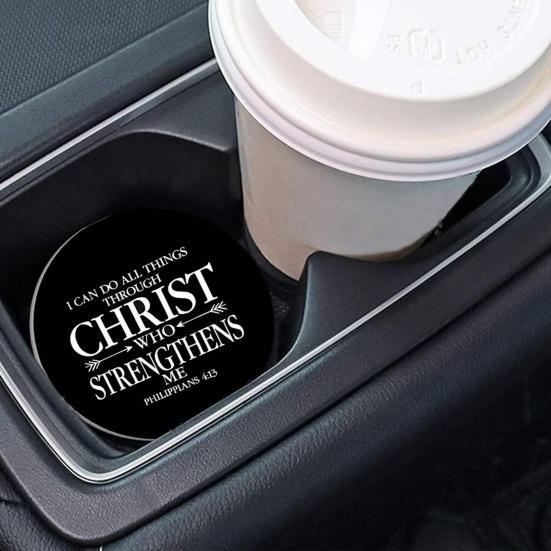 Huaqianguhh 2PCS Car Coasters, Decorative Silicone Non-Slip Auto Accessories, Reusable Stain-Resistant Thermal Pads, for Home Bar Kitchen