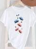 (Asian Size) Short Sleeve Women's Top T Female Print  Fashion ladies O-neck Casual trend lovely flower cute Clothing  Graphic Tee T-shirts