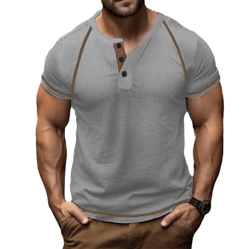Solid Color Houlder Short Sleeve Men's T-shirt