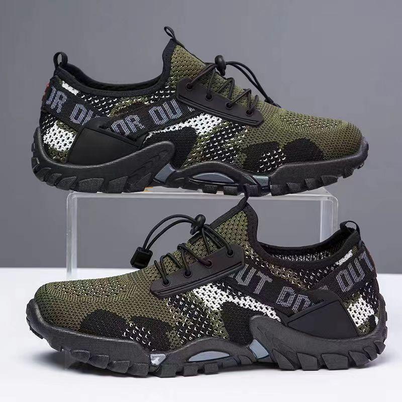 Outdoor hiking shoes comfortable breathable men's sports shoes hole shoes soft sole camouflage casual men's shoes