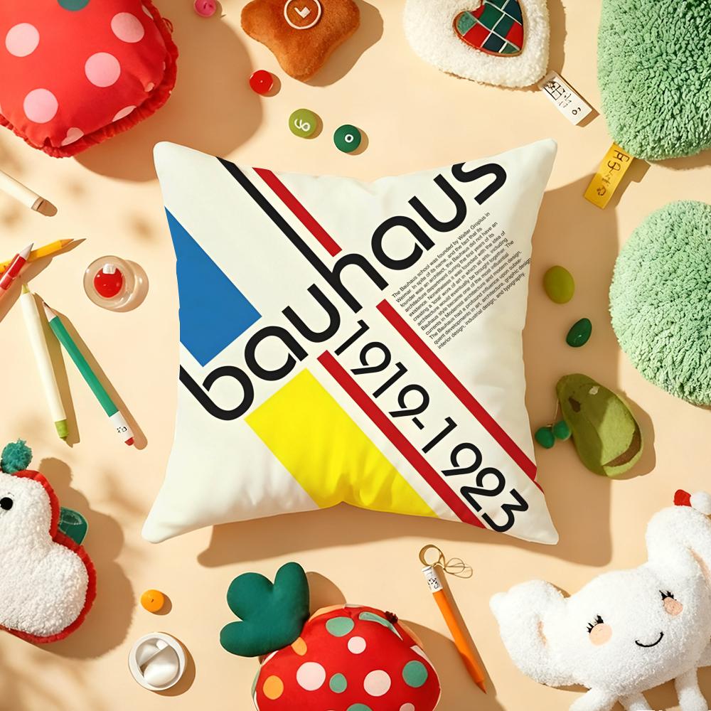 BBauhaus Trendy Lines Half Circle Cushion Cover Plush Fabric Soft DoubleSided Printed Sofa Warm Winter Home Gift Pillow Cover