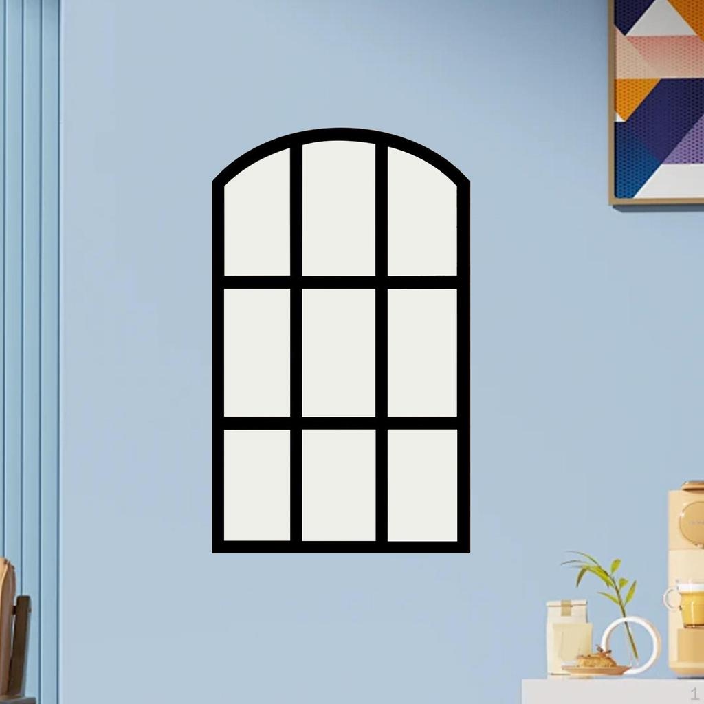 Arched Window Pane Mirror Arch Farmhouse Wall Background Wooden Framed for