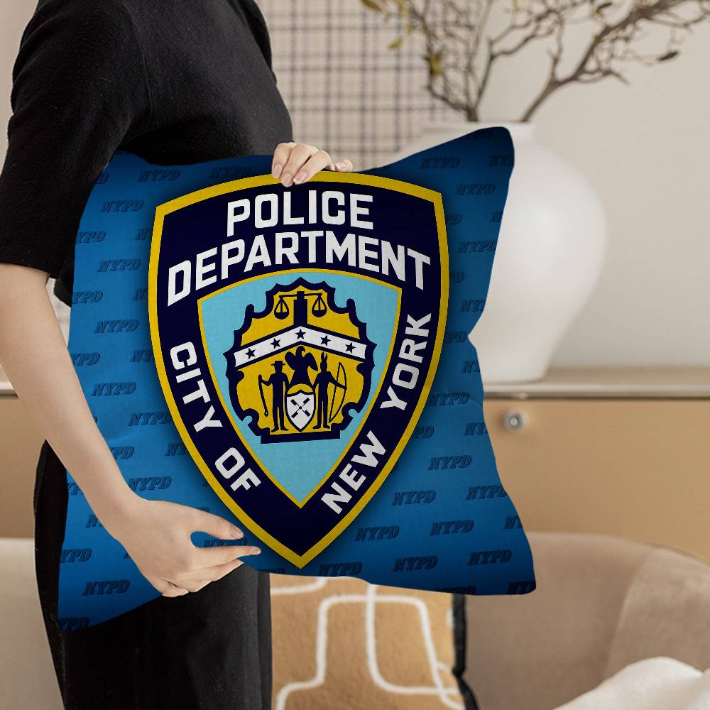 N-New York City Police Department NYPD Pillow Covers Cartoon Sofa Decorative Home Double-sided Printing Short Plush Cute Cushion
