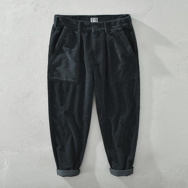 Japanese Retro Style Corduroy Men Pants Pure Cotton Autumn and Winter Comfort Men Trousers Straight Thicken Cargo Pants