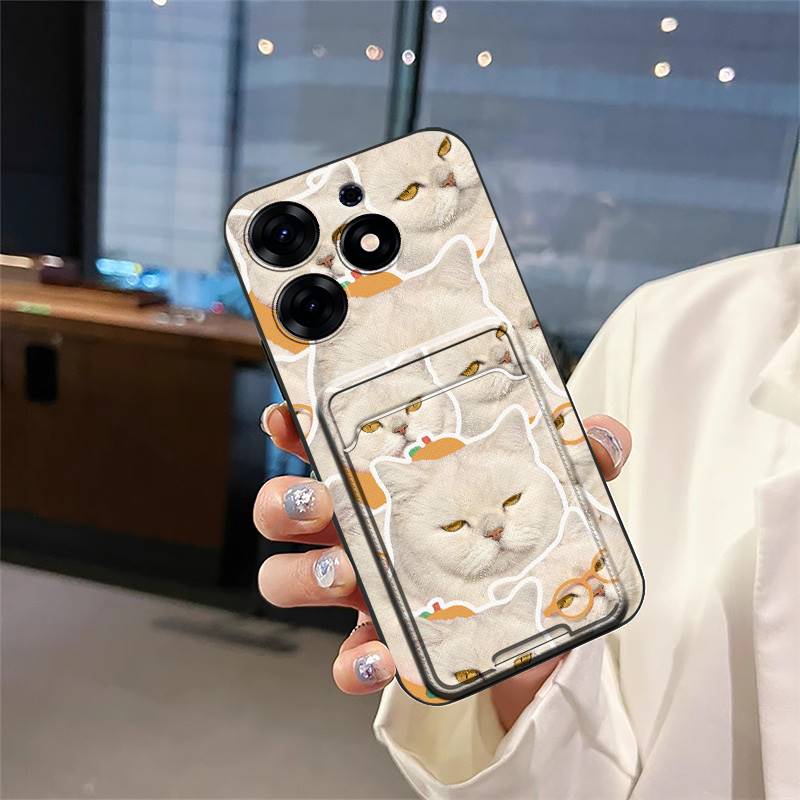 Card Slot Anti-knock Phone Case For Tecno Spark 10 Pro/Ki7 Cartoon TPU Card Sleeve Fashion Design Dirt-resistant Cute
