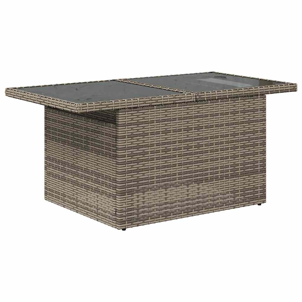 9 Piece Grey Garden Sofa Set with Cushions Poly Rattan
