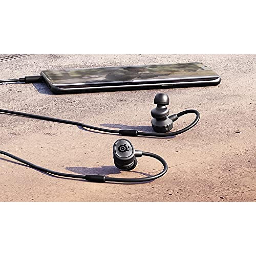 SteelSeries Fones de ouvido para jogos com microfone removível, cancelamento de ruído Tusq, compatível com smartphones PCPSSwitch, pendurado na orelha, preto, pode ser trocado