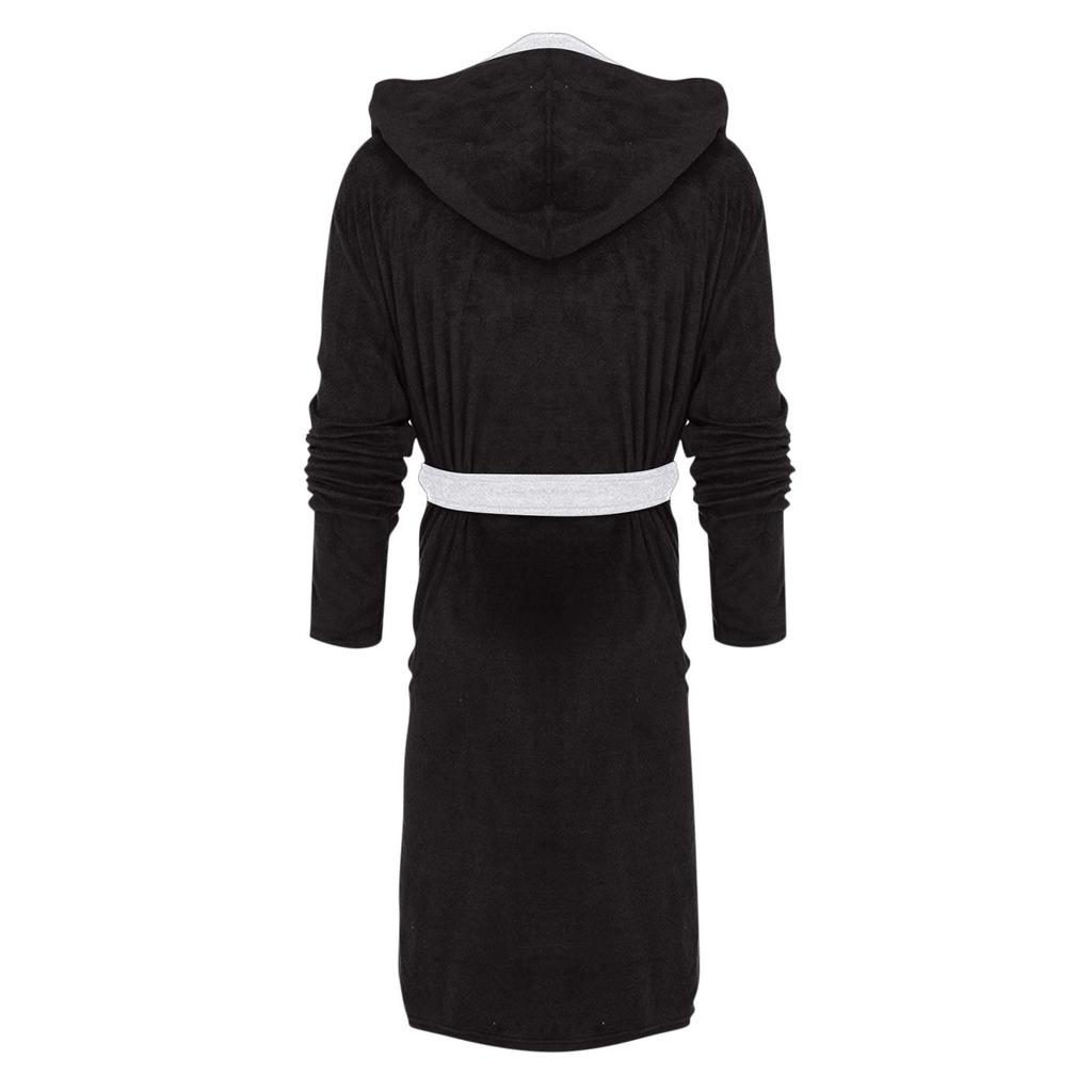 Menns vinterplysj forlenget sjal Badekåpe Hjemmeklær Langermet Robe Coat